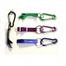 Deluxe Plain Can and Bottle Opener w/ Split Key Ring & Carabiner with Logo