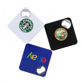 ValuePlus Square Coaster and Bottle Opener (White) with Logo  ValuePlus Square Coaster and Bottle Opener (White) with Logo