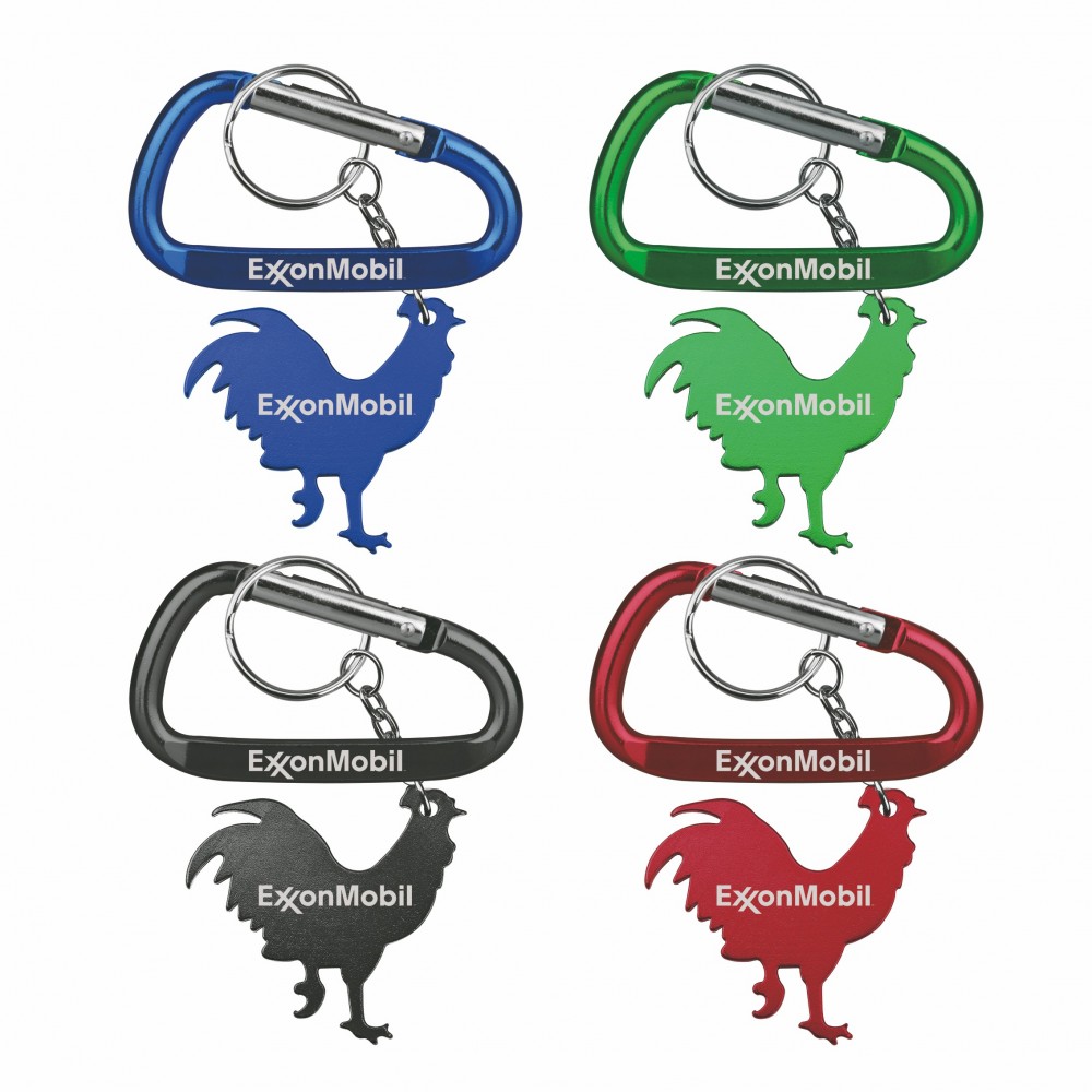 Rooster Shape Bottle Opener w/Key Chain & 7 Cm Carabiner with Logo