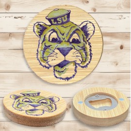 Bamboo Bottle Opener Magnet with Logo