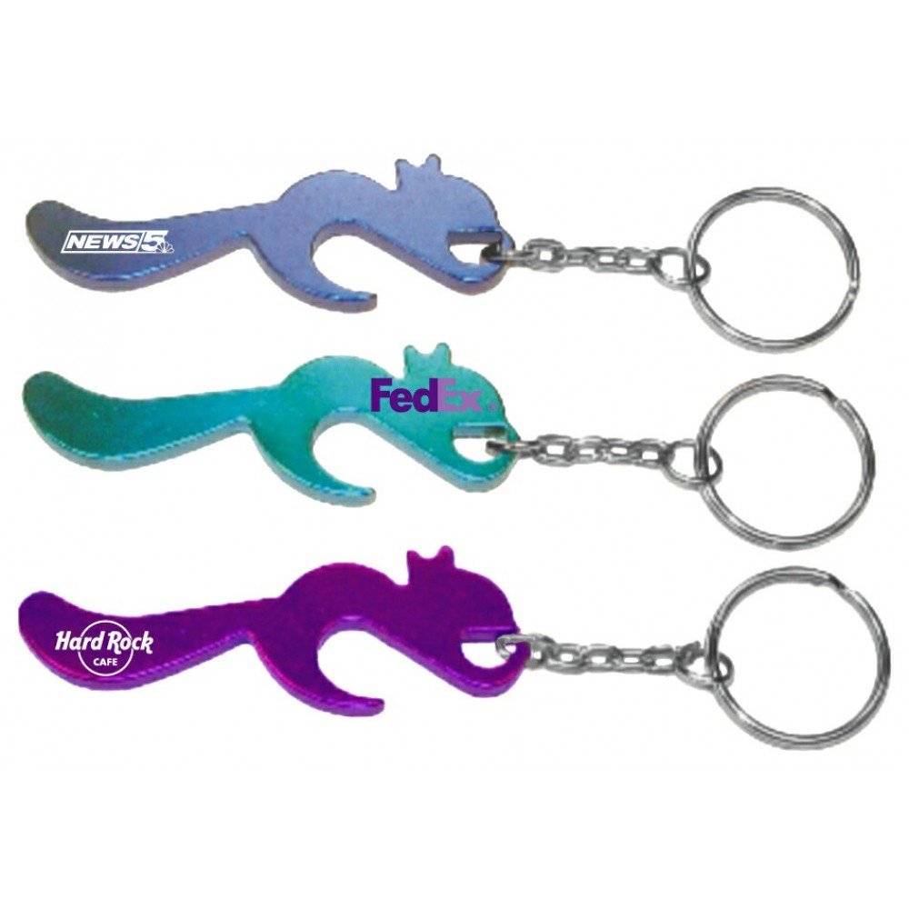 Squirrel Shape Bottle Opener with Key Chain with Logo
