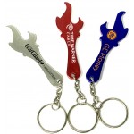 Torch & Flame Shaped Aluminum Bottle Opener w/Key Chain with Logo
