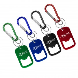 Metal Bottle Opener with Key Ring & Carabiner with Logo