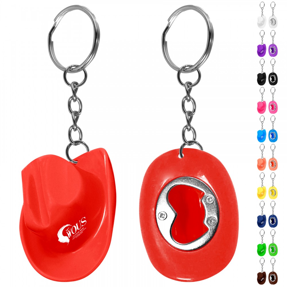 Logo Branded ABS Cowboy Hat Bottle Opener Keychain