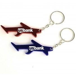 Logo Branded Air Plane / Aircraft Shaped Aluminum Bottle Opener w/Keychain