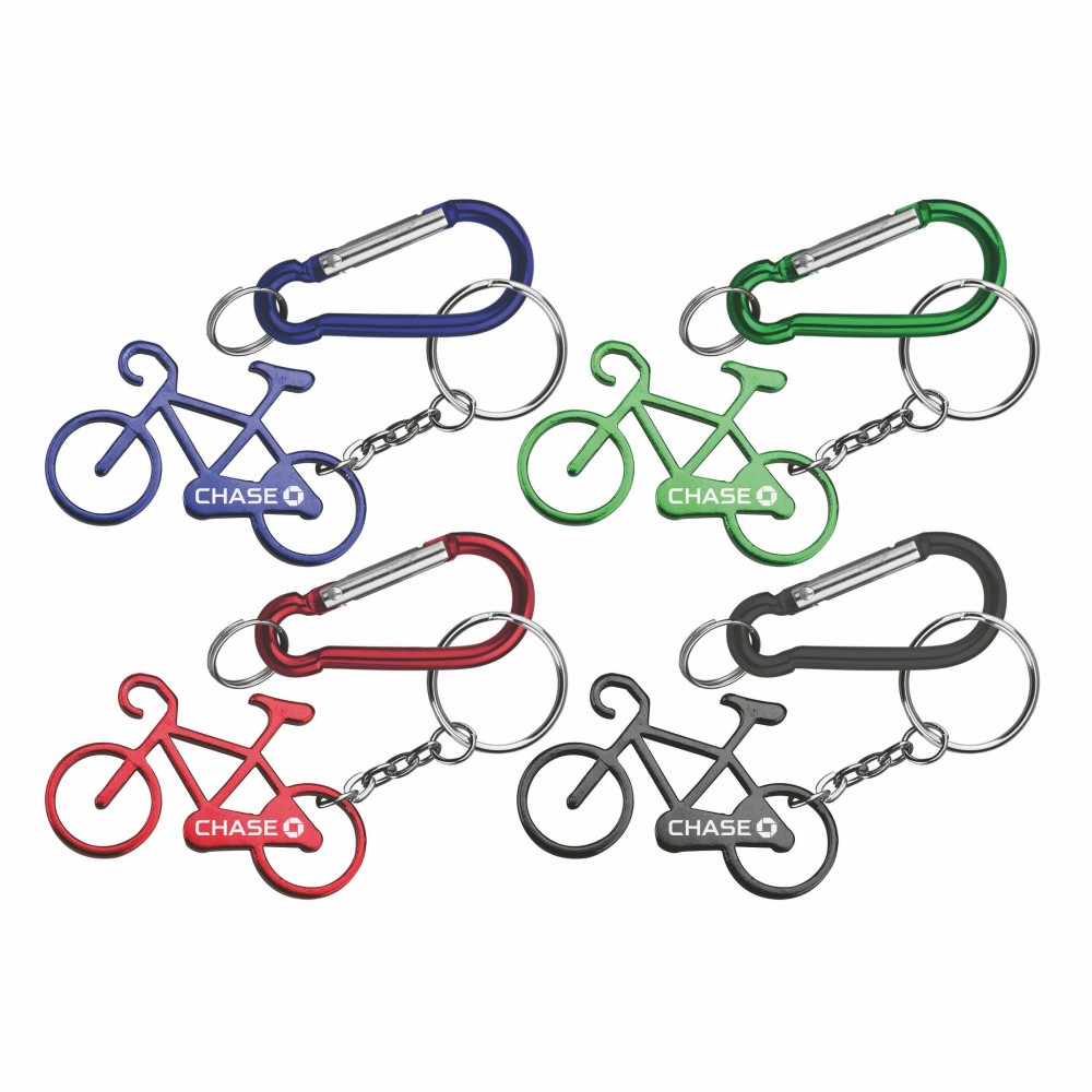 Personalized Bicycle Shape Bottle Opener w/Key Chain & Carabiner
