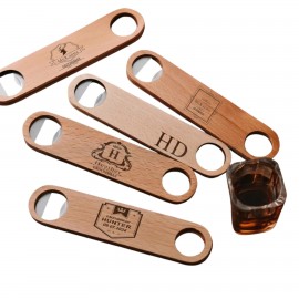 7-Inch Wood Handle Stainless Steel Speed Bottle Opener with Logo