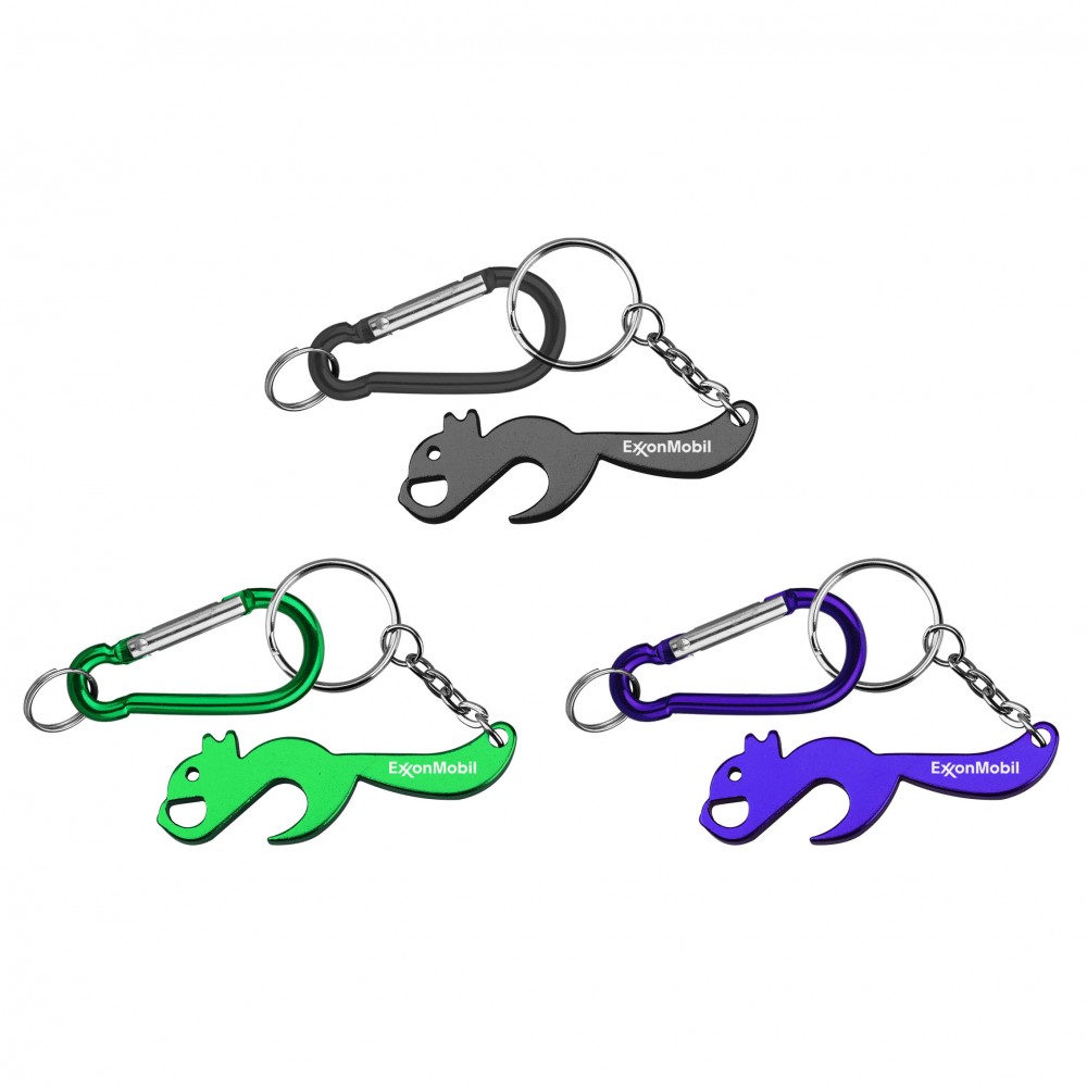 Squirrel Shape Bottle Opener with Carabiner with Logo