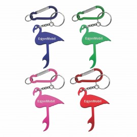 Flamingo Shaped Aluminum Bottle Opener w/Key Chain & Carabiner with Logo  Flamingo Shaped Aluminum Bottle Opener w/Key Chain & Carabiner with Logo