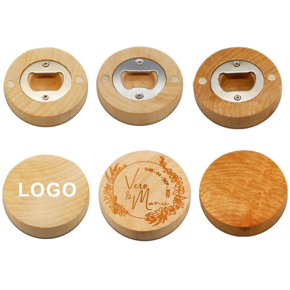Custom Wooden Magnetic Refrigerator Magnet Bottle Opener