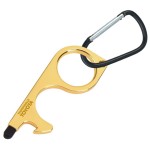 Promotional Non-touch Carabiner Door Opener, can opener w/ rubber stylus