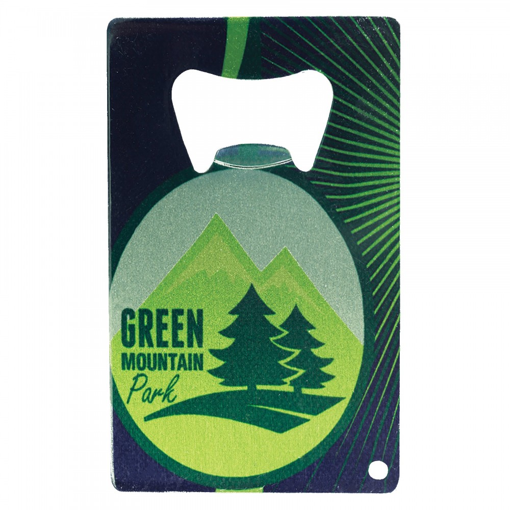 Personalized Custom Sublimated Stainless Steel Credit Card Bottle Opener with Punch Hole