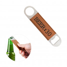 Brown Leatherette Bottle Opener with Logo  Brown Leatherette Bottle Opener with Logo