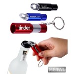 Metal Bottle Opener w/LED Flashlight Keychain Custom Printed