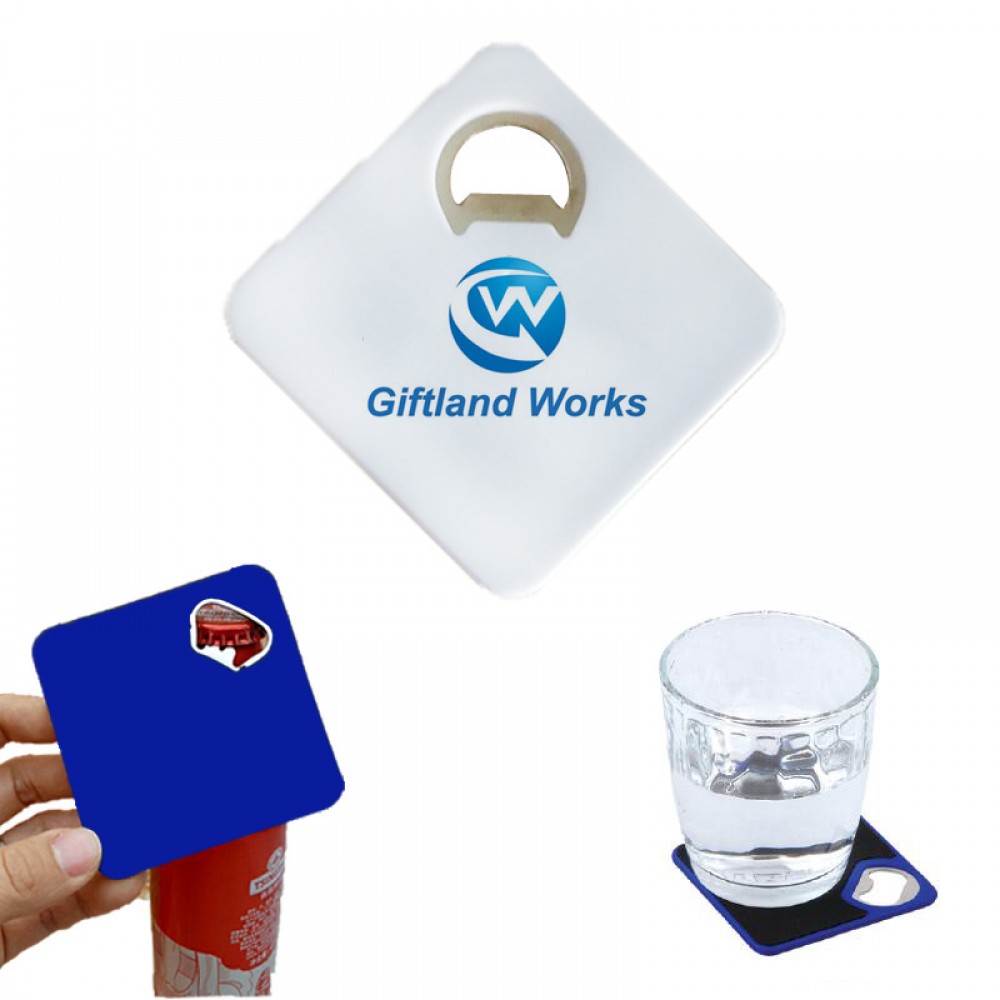 Cup Mat & Bottle Opener with Logo