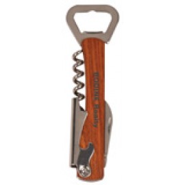 1.5" x 5.25" - Rosewood Bottle Opener & Corkscrew with Logo  1.5" x 5.25" - Rosewood Bottle Opener & Corkscrew with Logo