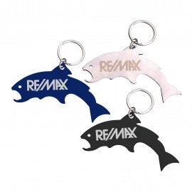 Trout Shaped Stainless Steel Bottle Opener w/ Key Ring with Logo