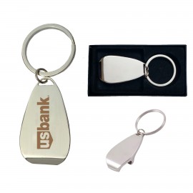 Chrome Bottle Opener w/Key Ring & Gift Case with Logo