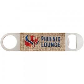 1.5" x 7" - Burlap Grip Steel Bottle Opener with Logo