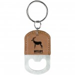 Logo Branded 2.5x1.5 Light Brown Leatherette Bottle Opener Keychain