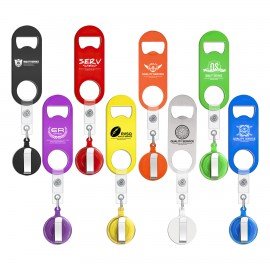 Retractable Metal Bottle Opener With Clips with Logo