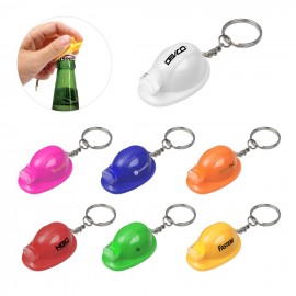 Plastic Construction Hat Bottle Opener Keychain with Logo