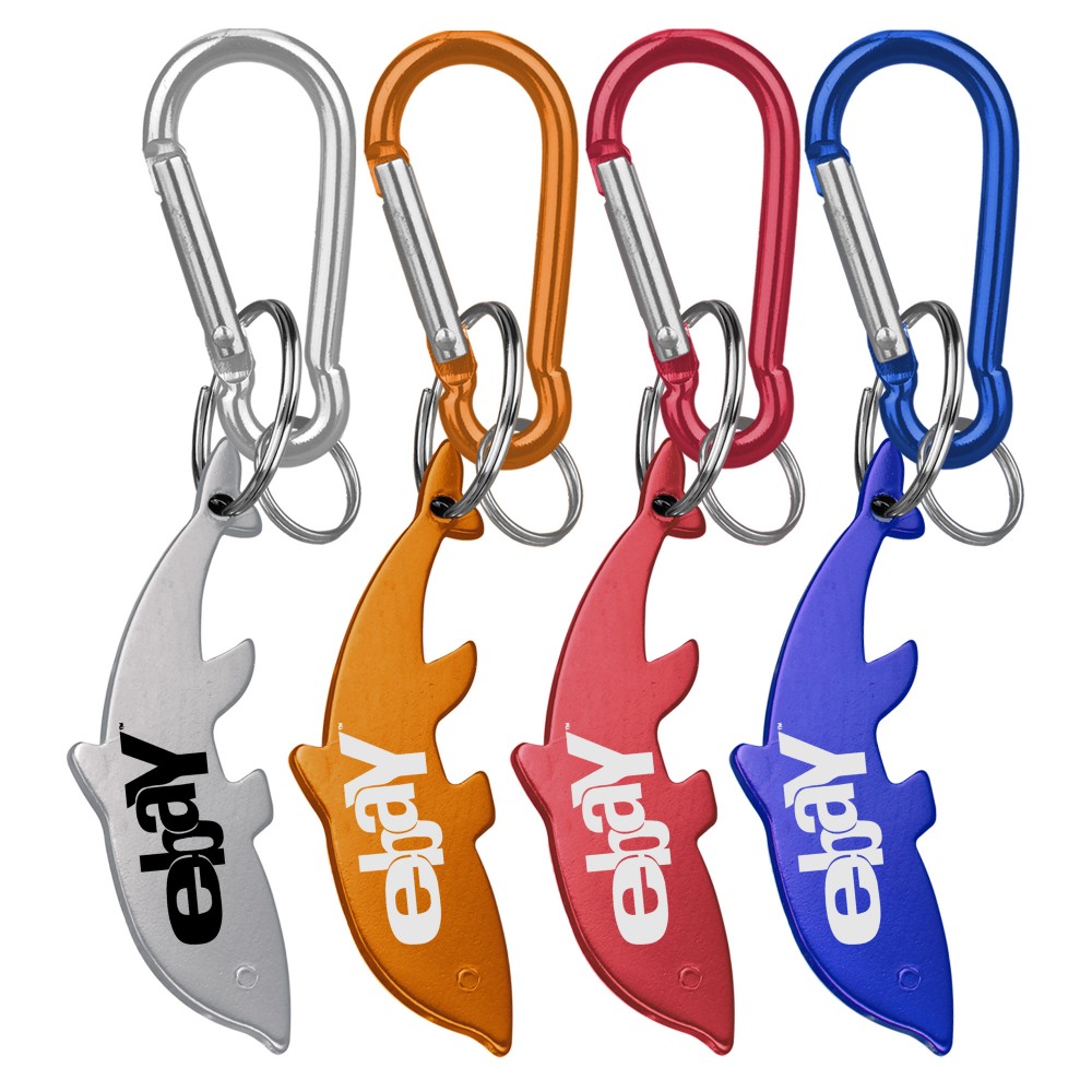 Dolphin Shaped Bottle Opener Key Holder and Carabiner with Logo