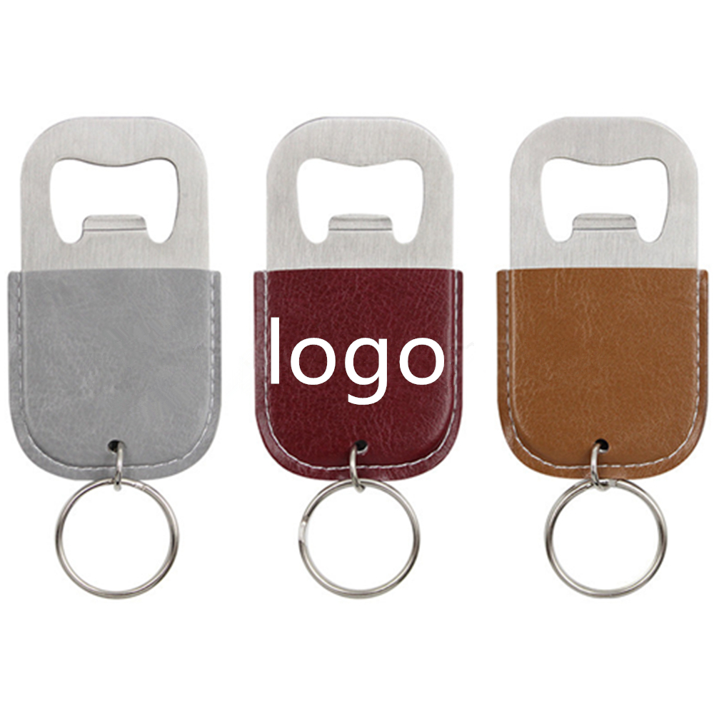 Stainless Steel Bottle Opener With Leather Sleeve with Logo