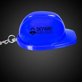 Blue Plastic Construction Hat Bottle Opener Key Chain with Logo