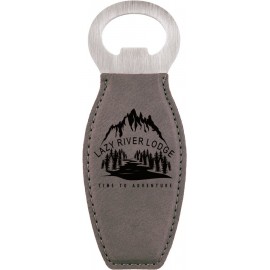 Leatherette Bottle Opener with Magnet - BTTL04-06D with Logo