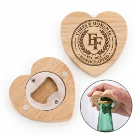 Promotional Heart Bamboo Magnetic Bottle Opener