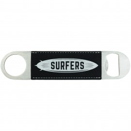 Logo Branded 1.5x7" Black/Silver Leatherette Bottle Opener