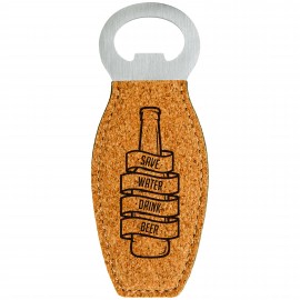 4 5/8" Cork Leatherette Bottle Opener w/Magnet with Logo