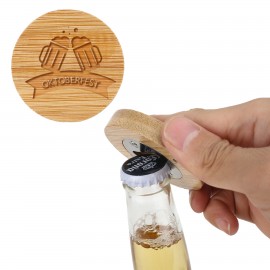 Bamboo Magnetic Bottle Opener with Logo