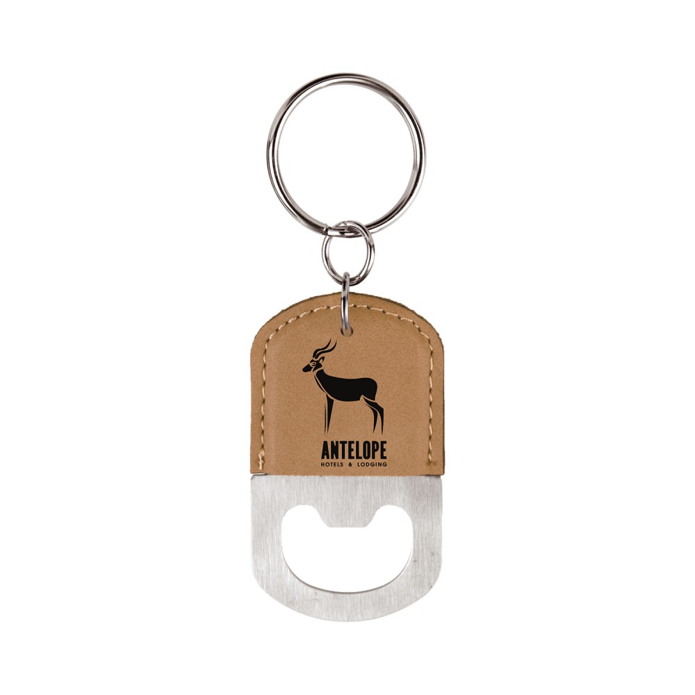 Leatherette Bottle Opener Keychain Logo Branded Leatherette Bottle Opener Keychain Logo Branded