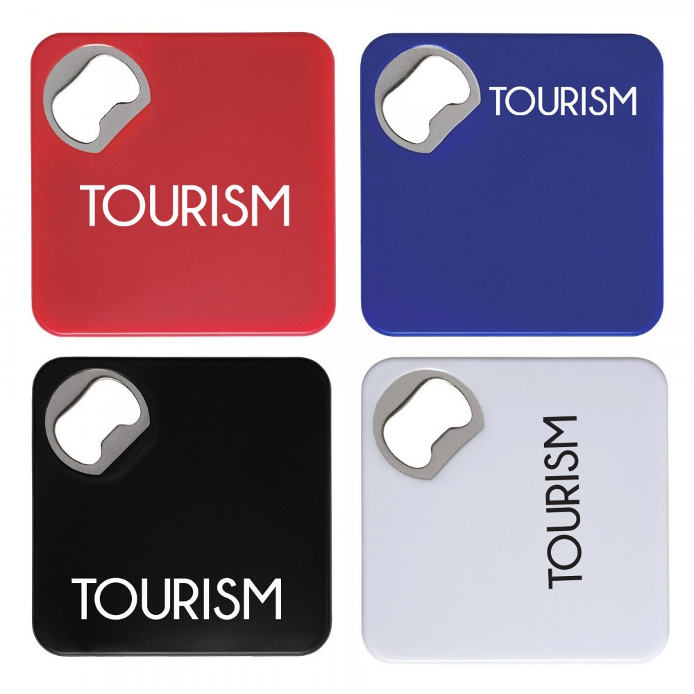 Logo Branded Square Bottle Opener Coaster