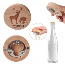 Wood Bottle Opener Coaster with Logo