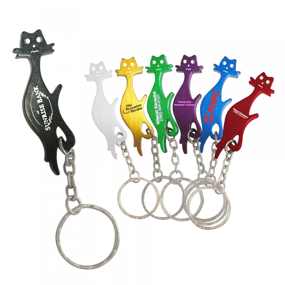 Cat Bottle Opener w/ Key Chain (Close Out) with Logo