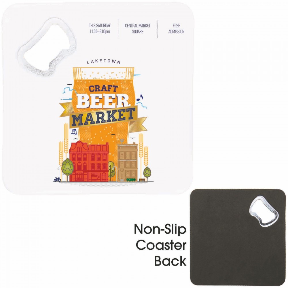 Square Bottle Opener Coaster Custom Imprinted Square Bottle Opener Coaster Custom Imprinted