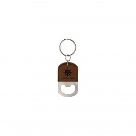 Custom Dark Brown Oval Leatherette Bottle Opener Keychain  Custom Dark Brown Oval Leatherette Bottle Opener Keychain