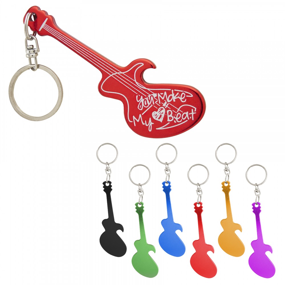 Electric Guitar Bottle Opener Keychain with Logo