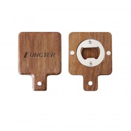 2 in 1 Square Wood Beer Opener Refrigerator Sticker with Logo  2 in 1 Square Wood Beer Opener Refrigerator Sticker with Logo