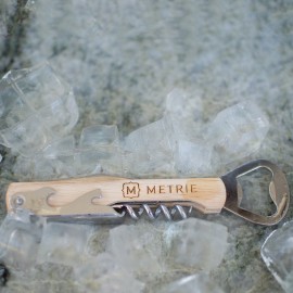 Personalized Wood Bottle Opener: Bottle Opener/Corkscrew Combo