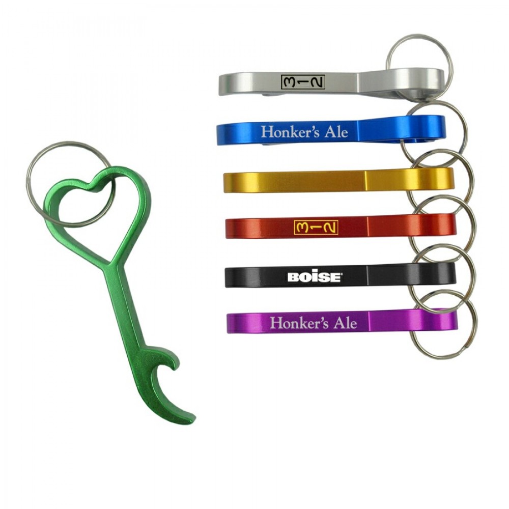 Customized Heart Bottle Opener w/ Key Ring-Close Out