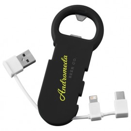 Bottle Opener With 3-In-1 Charging Cable with Logo