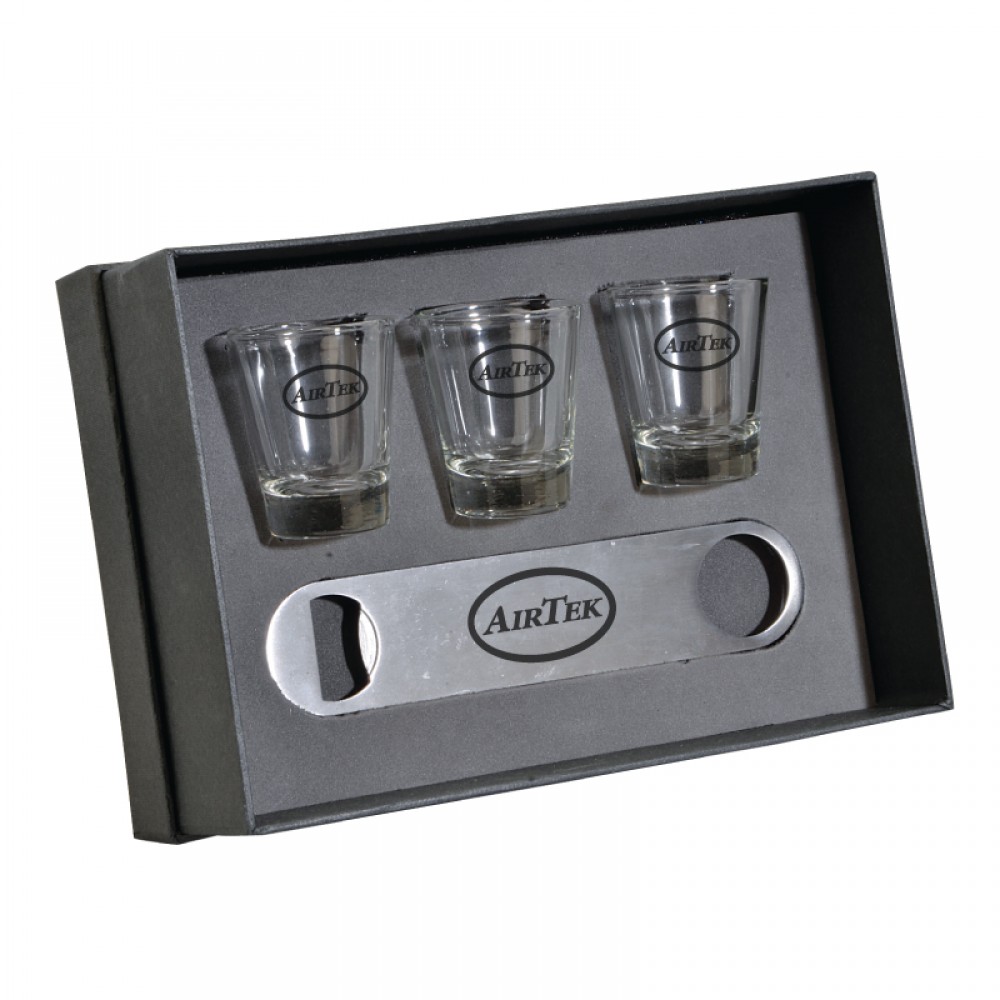 The Nordic Speed Opener and Shot Glass Gift Set with Logo
