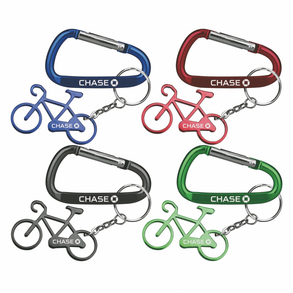 Bicycle Shape Bottle Opener with Key Chain & Carabiner with Logo