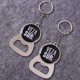 Small Round Bottle Opener Keychain with Logo