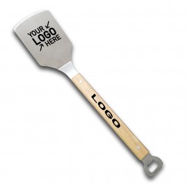 Custom BBQ Grilling Spatula & Bottle Opener with Wood Handle
