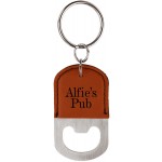 1.5" x 2.5" - Leatherette Bottle Opener Keychains with Logo